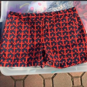 Navy Blue & Red Anchor Shorts